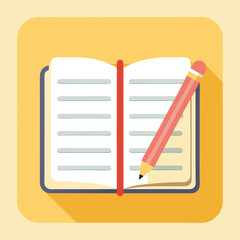Open Book with Pencil Vector Illustration Education Design