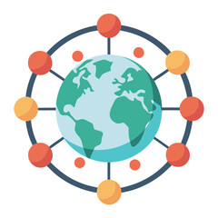 Global Network Vector Earth Illustration Communication Design