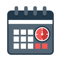 Calendar and Clock Icon Vector Illustration Flat Design