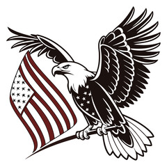 Eagle holding American flag patriotic freedom