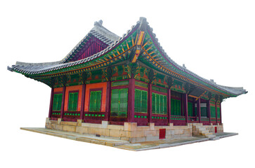 Tongmyeongjeon Hall Korea traditional wooden structure houused isolate on transparent background.