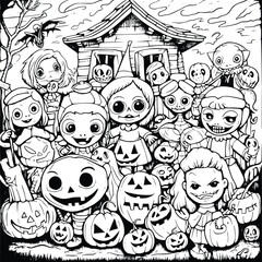 Halloween Coloring Page Drawing For Kids 