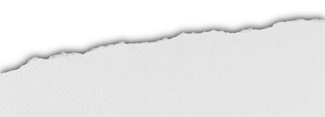 piece of blank white paper texture background torn and ripped with shadow on transparent...