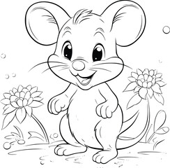 Happy Mouse Coloring Pages Drawing For Kids