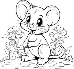 Happy Mouse Coloring Pages Drawing For Kids