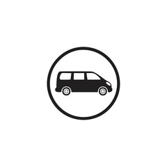 Black minivan silhouette inside a circle vehicle transportation