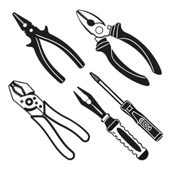 Pliers and screwdriver tool silhouettes tools electrical tools