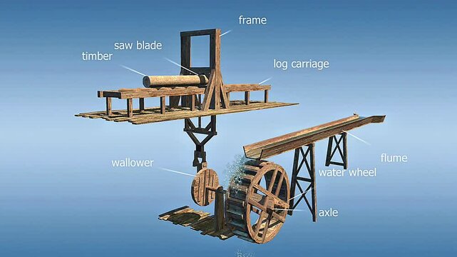 Hydropower saw mill.