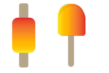 Flat gradient orange and yellow ice popsicle vector illustration perfect for summer treats, dessert concepts, food icons, and minimal sweet designs

