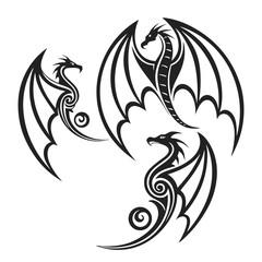 Tribal dragon tattoo designs body art black