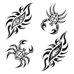Tribal scorpion and flame designs tattoo