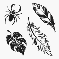 Tribal scorpion feather leaf patterns tattoo