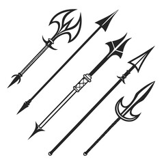 Tribal spear tips collection black silhouettes arrow