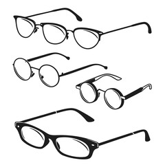 Various eyeglass styles black silhouette eyeglasses