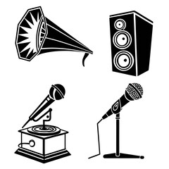 Vintage and modern audio equipment music sound