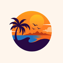 vector illustration of a tropical island