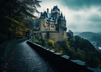 A castle in cologne germany in the style of mountains