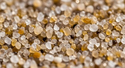 Close-up of clear and yellow sand grains