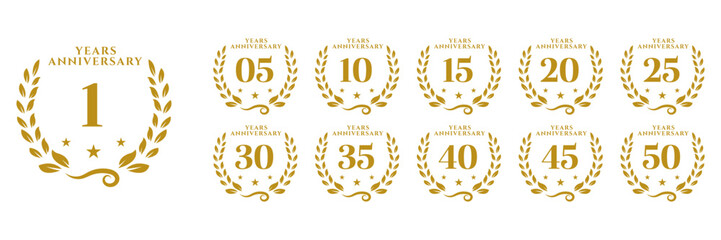 Golden Anniversary Laurel Wreaths 1 to 50 Years Celebration