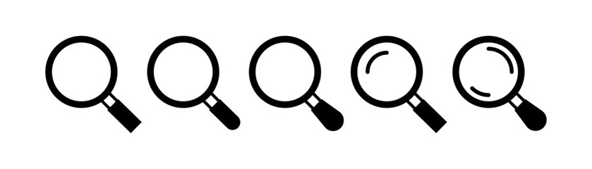 Magnifying Glass Icons Search, Explore, Discover, Investigate, Find