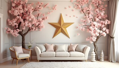 pink sofa in a living room