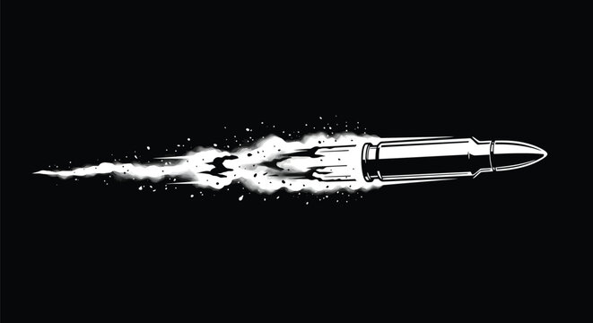 Artistic representation of a fast-moving bullet with motion blur against a black background