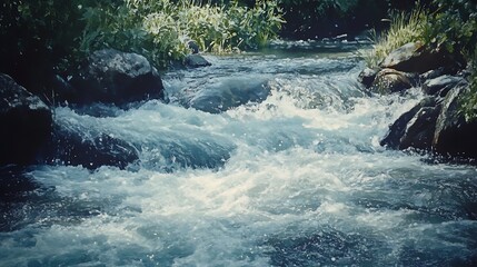 Fast moving stream over rocks