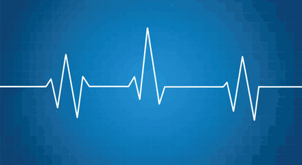 Visual Representation of a Heartbeat on a Blue Background Indicating Vital Signs