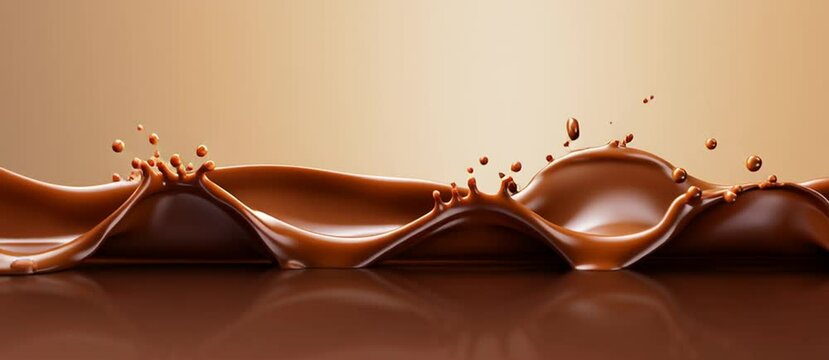Delicious chocolate melting effect displayed in corner against minimal color background

