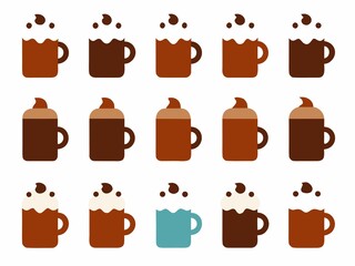 Photo of various cups of hot coffee and chocolate drinks