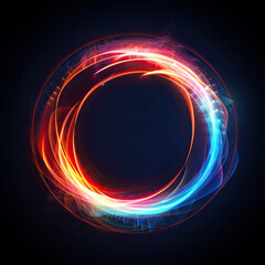 Abstract glowing light trace in circle pattern