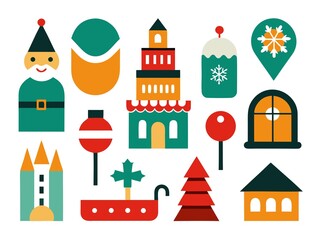 Naklejka premium Photo of christmas icons isolated on white background