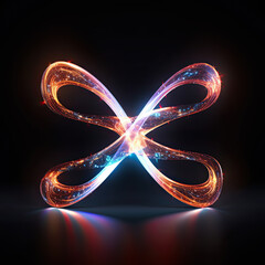 Abstract glowing light trace in infinite symbol