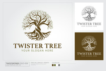 Twistree Vector Logo Template. A stylised tree icon symbol concept illustration. This beautiful tree is a symbol of life, beauty, growth, strength, and good health.