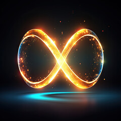 Abstract glowing light trace in infinite symbol
