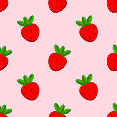 Seamless pattern with cute strawberry.