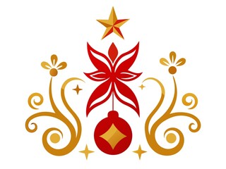 Photo of a festive christmas ornament with star isolated on white background