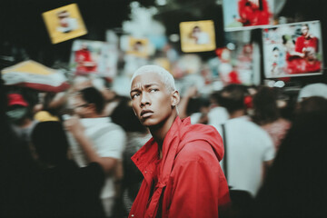 Young Man in Crowd