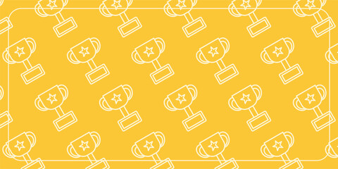Seamless yellow trophy line pattern background. Template design for banners, posters, greeting cards, social media.