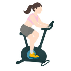 young woman exercising with cycling 