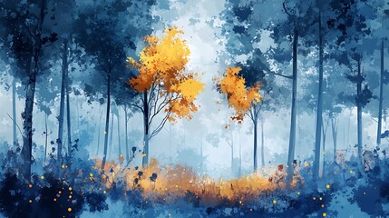 Golden autumn forest