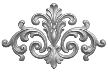 Fototapeta premium Metallic silver ornament creating a flourish design with transparent background, ideal for luxury and elegant projects