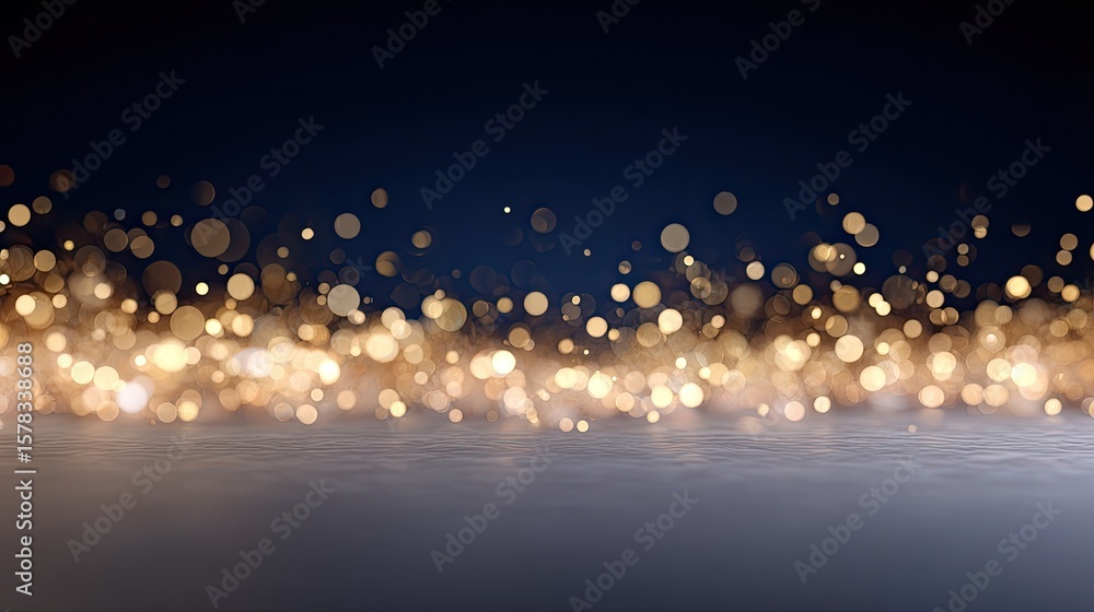 Poster shimmering light bokeh background with golden hues and soft depth for elegant designs and celebrator
