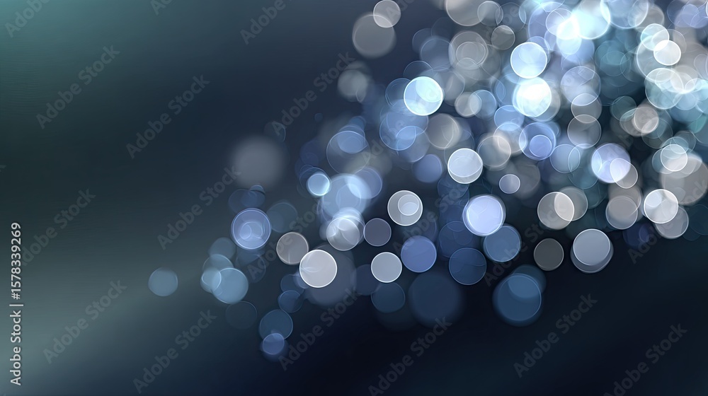 Aufkleber soft glowing bokeh with elegant blue and white lights on a dark background for abstract visuals and 