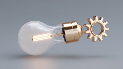 Light Bulb with Gear Symbolizing Innovation and Creativity in Modern Technology Concepts