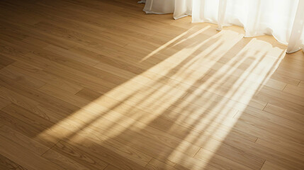 Sunlit Elegance Abstract Light Patterns on Wooden Floorboards