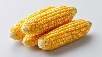Fresh and Vibrant Yellow Corn Cobs Isolated on a Plain Background for Culinary and Agricultural Use