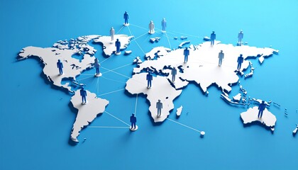 Business connection map with people icons naturally connected by lines