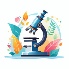Microscope on a colorful abstract background