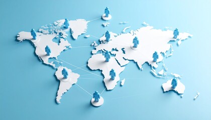 Business connection map with people icons naturally connected by lines